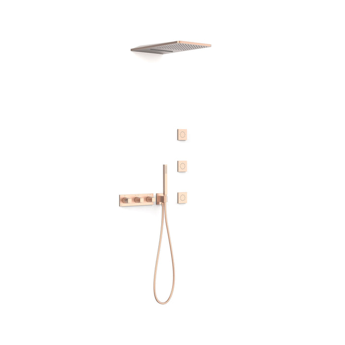 TRES 30725405OPM B-SYSTEM B-System 4-Way Built-In Thermostatic Shower Tap Kit Matte Rose Gold