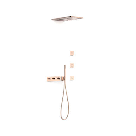 TRES 30725405OP B-SYSTEM B-System 4-Way Built-In Thermostatic Shower Tap Kit 24K Rose Gold