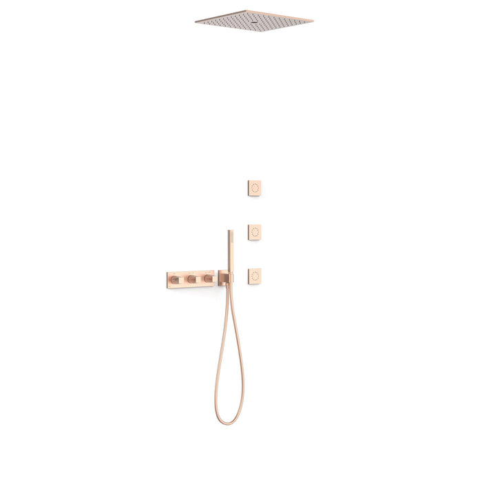 TRES 30725406OPM B-SYSTEM B-System 4-Way Built-In Thermostatic Shower Tap Kit Matte Rose Gold