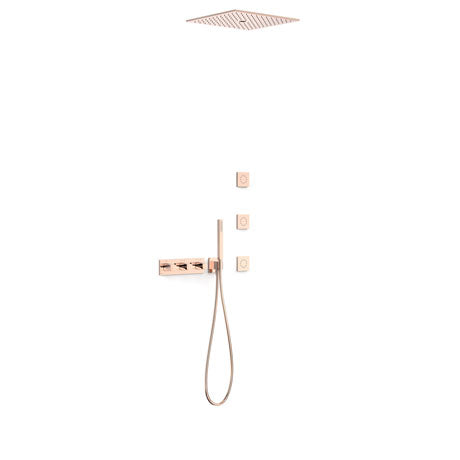 TRES 30725406OP B-SYSTEM B-System 4-Way Built-In Thermostatic Shower Tap Kit 24K Rose Gold