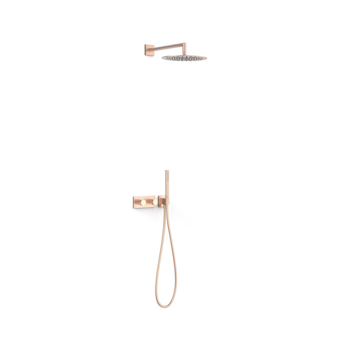 TRES 30735204OPM STUDY EXCLUSIVE B-System 2-Way Built-In Thermostatic Shower Tap Kit Matte Rose Gold
