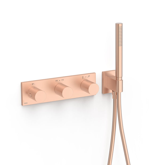 TRES 30735401OPM B-SYSTEM Empotrado 4-Way Thermostatic Grifo B-System Matte Pink Gold