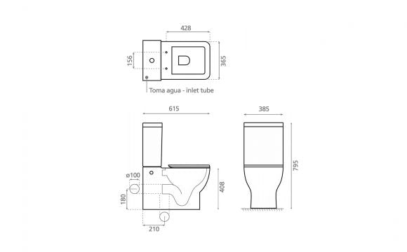 BATHCO 4573 CANBERRA Complete Rimless Toilet