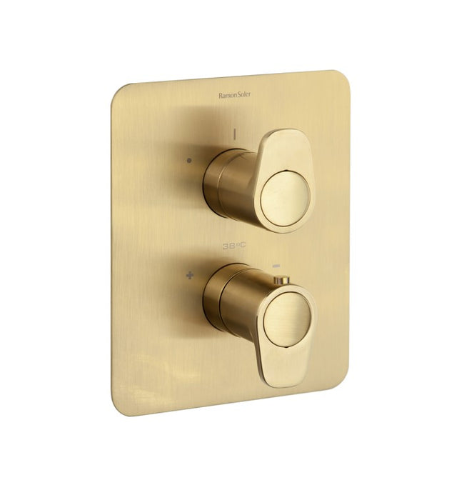 RAMON SOLER 368712SOC ALEXIA 2-Way Thermostatic Shower Set Without Equipment Brushed Gold Color