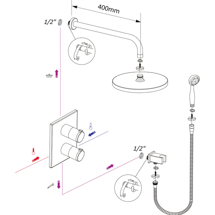 CLEVER 61262 ICLEVER Cjto. Term. Built-in Shower 2 Ways Up! urban