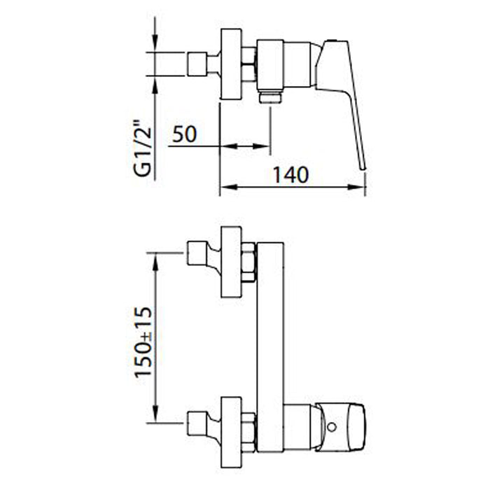 CLEVER 61413 VOGUE Single-lever Shower Tap 9-12L/Min Ech2 Without Acc