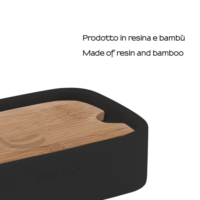 GEDY 13111400000 NINFEA Soap Dish Black-Bamboo