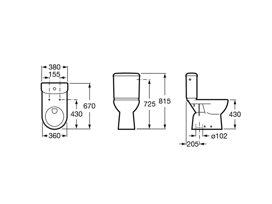 ROCA A342237000 ACCESS Vertical Outlet Bowl Reduced Mobility