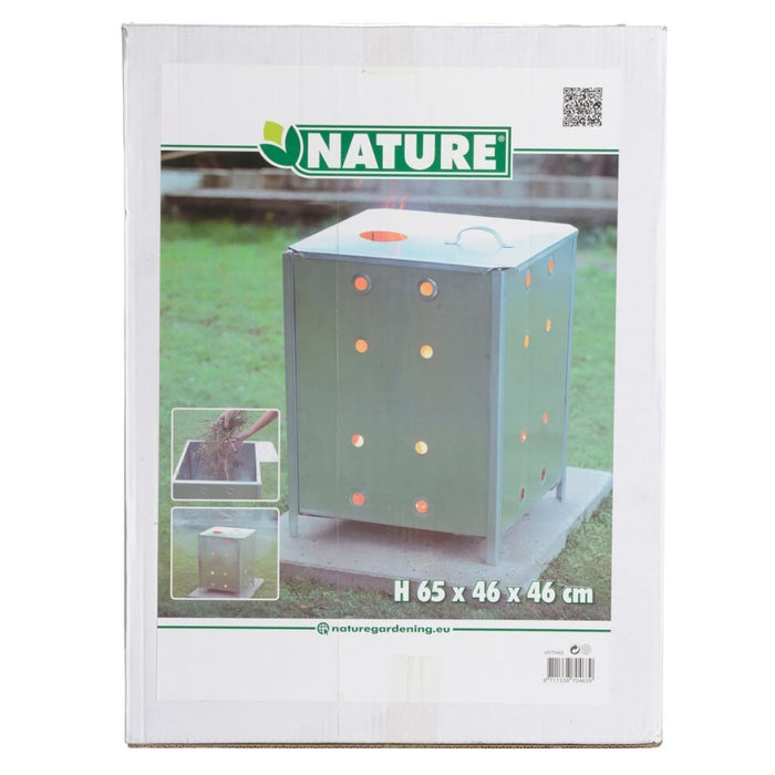 VXL Nature Incinerador De Jardín Cuadrado De Acero Galvanizado 46X46X65 Cm 5 a 7 Días VXL 