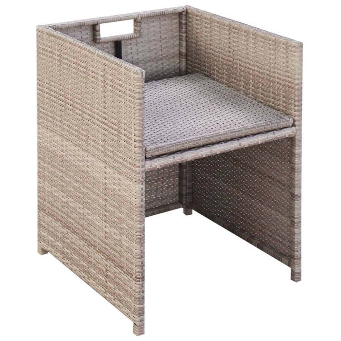 VXL Garden Dining Set 11 Pieces and Cushions Beige Synthetic Rattan