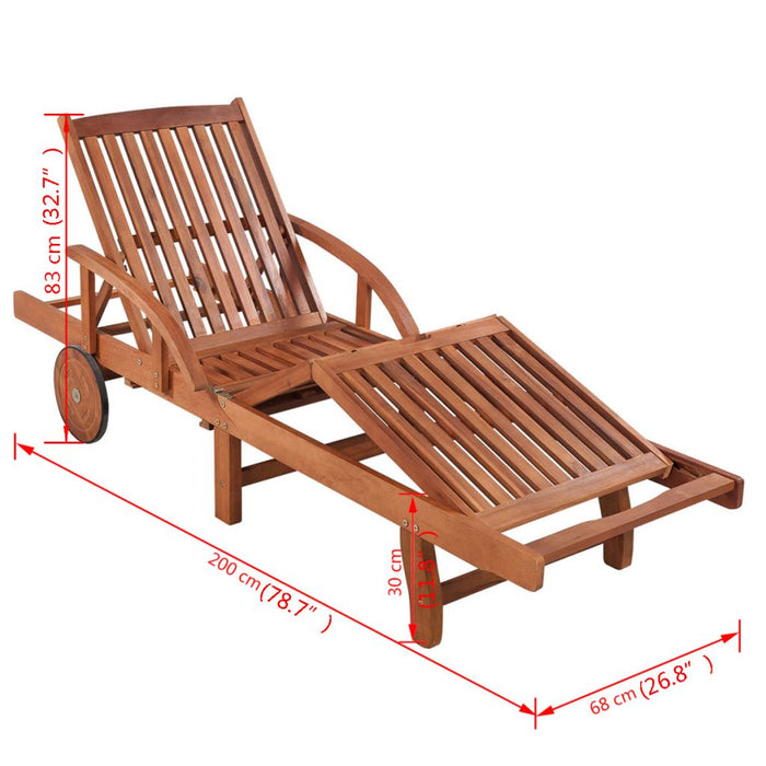 VXL Adjustable Lounger with Solid Acacia Wood Table