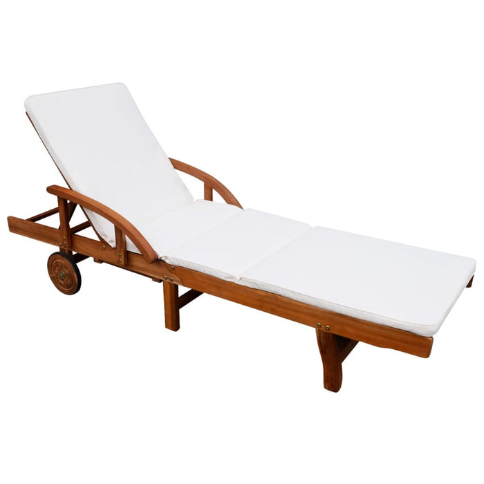 VXL Lounger with Cushion Solid Acacia Wood