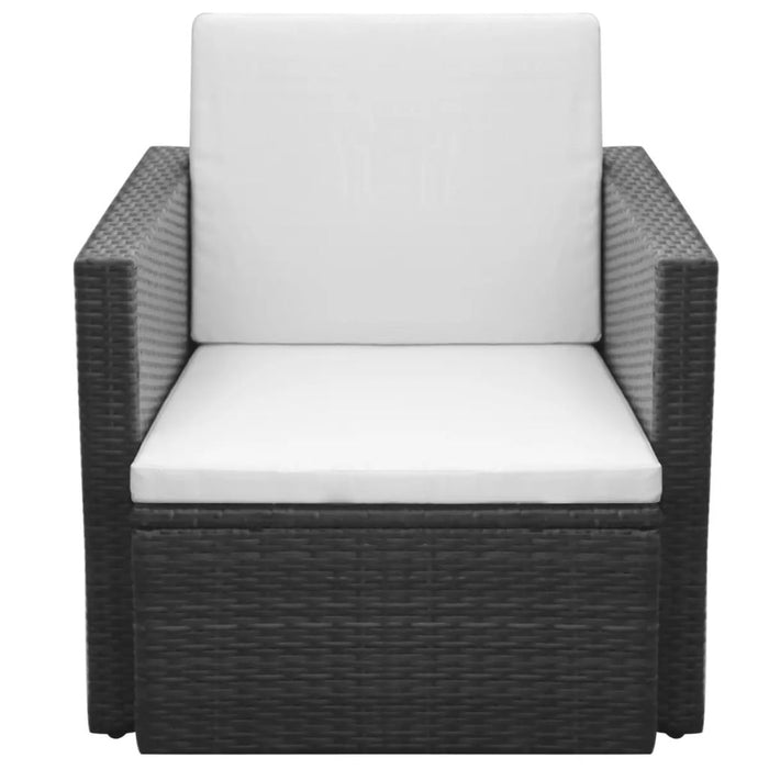VXL Garden Chairs With Cushions Black Synthetic Rattan