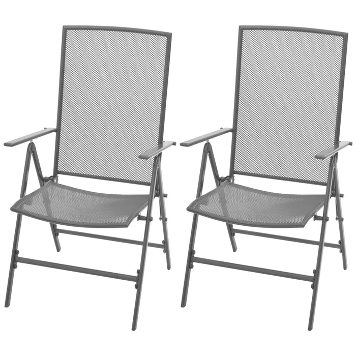 VXL Stackable Garden Chairs 2 Units Gray Steel