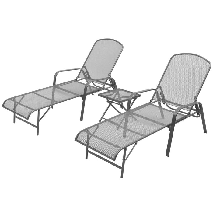 VXL Loungers With Table 2 Units Anthracite Gray Steel