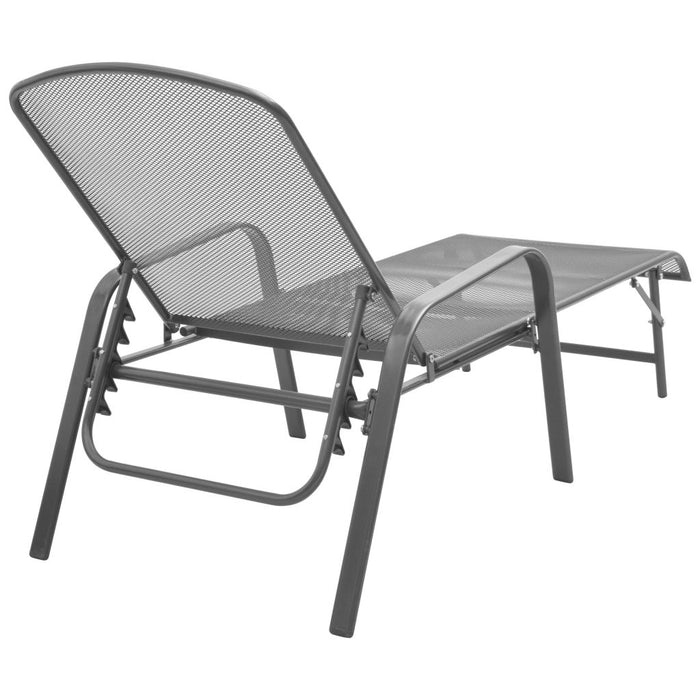 VXL Loungers With Table 2 Units Anthracite Gray Steel