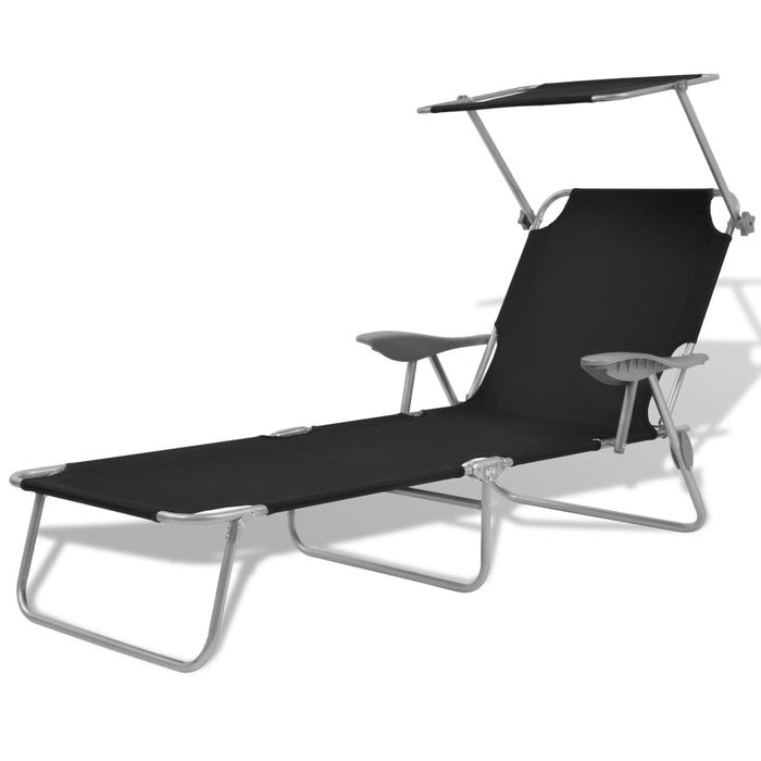 VXL Garden Lounger with Black Steel Awning