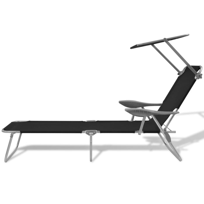 VXL Garden Lounger with Black Steel Awning