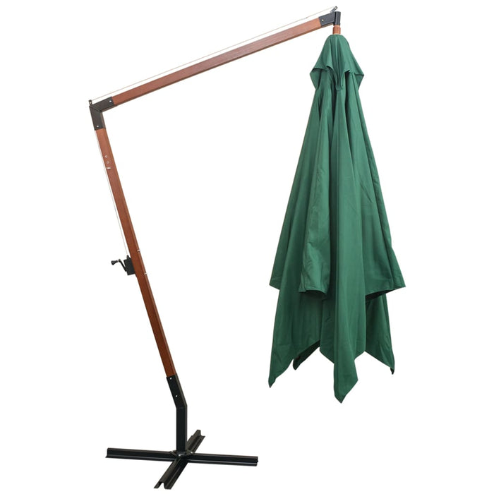 VXL Hanging Umbrella With Wooden Pole 300X300 Cm Green