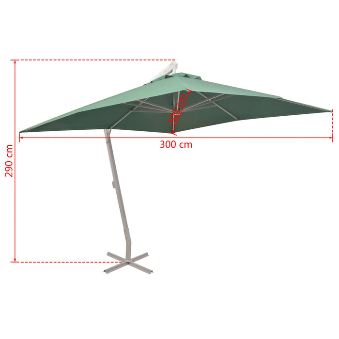 VXL Hanging Umbrella With Aluminum Pole 300X300 Cm Green
