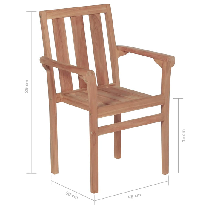 VXL Stackable Garden Chairs 2 Units Solid Teak Wood