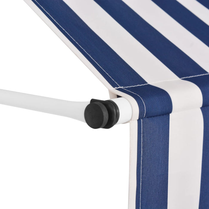 VXL Manual Retractable Awning Blue and White Striped 300 Cm