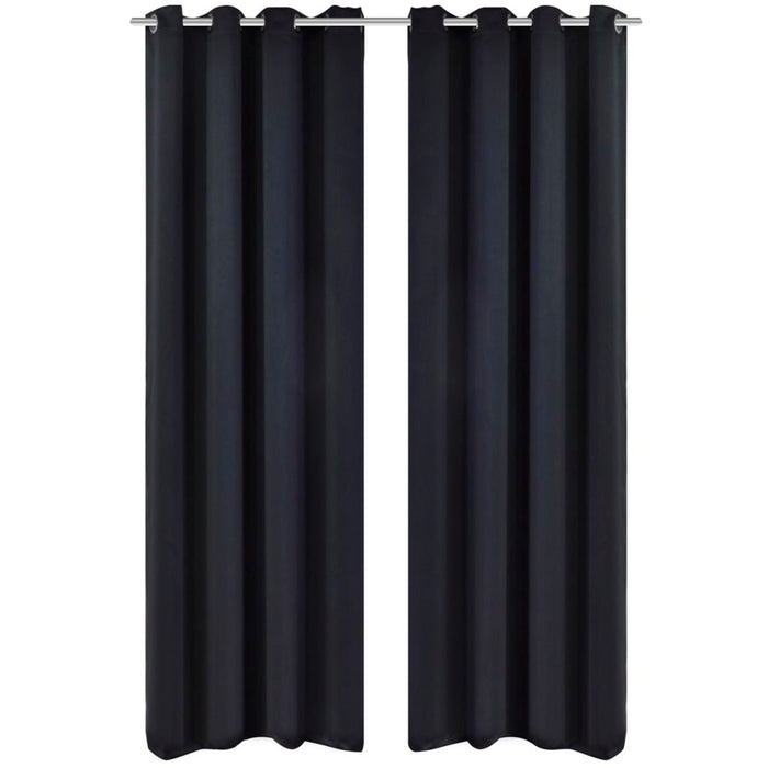 VXL Blackout Curtains 2 Pieces with Metal Eyelets 135X175 Cm Black