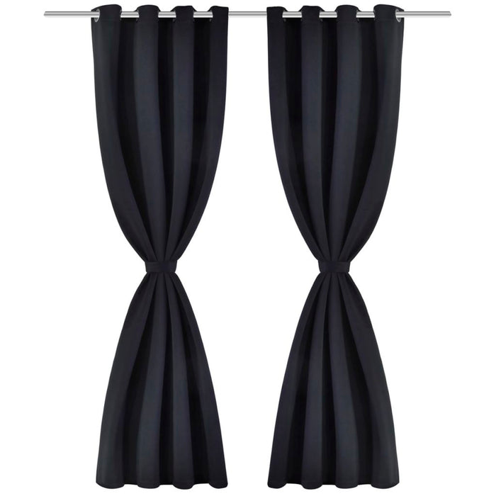 VXL Blackout Curtains 2 Pieces with Metal Eyelets 135X175 Cm Black