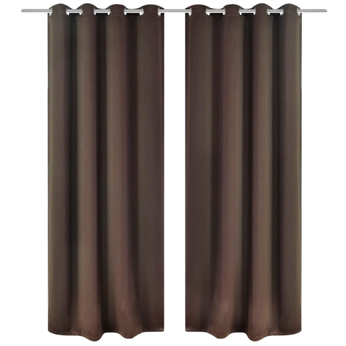 VXL Blackout Curtains 2 Pieces with Metal Eyelets 135X175 Cm Brown