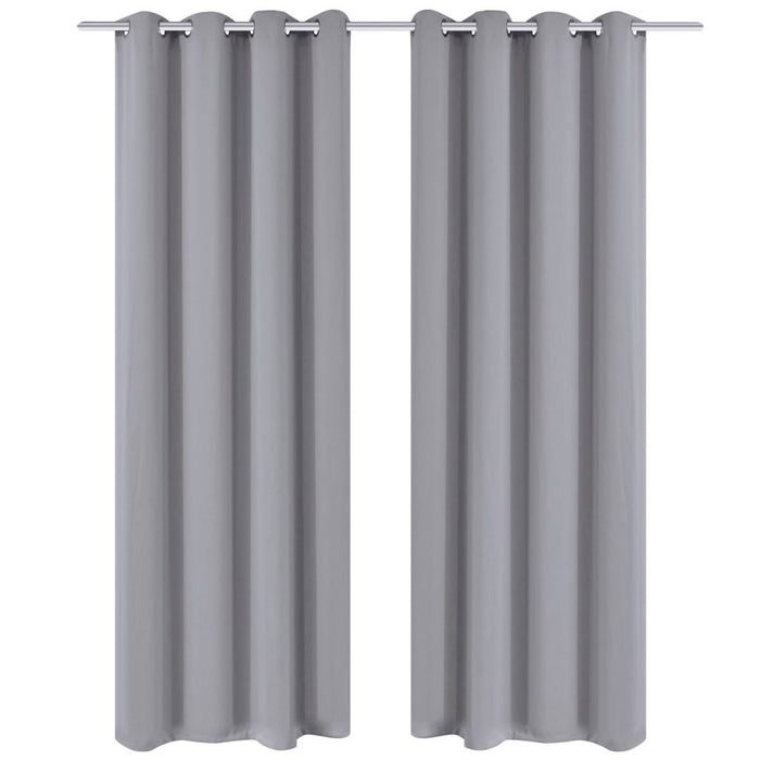 VXL Blackout Curtains 2 Pieces with Metal Eyelets 135X175 Cm Gray