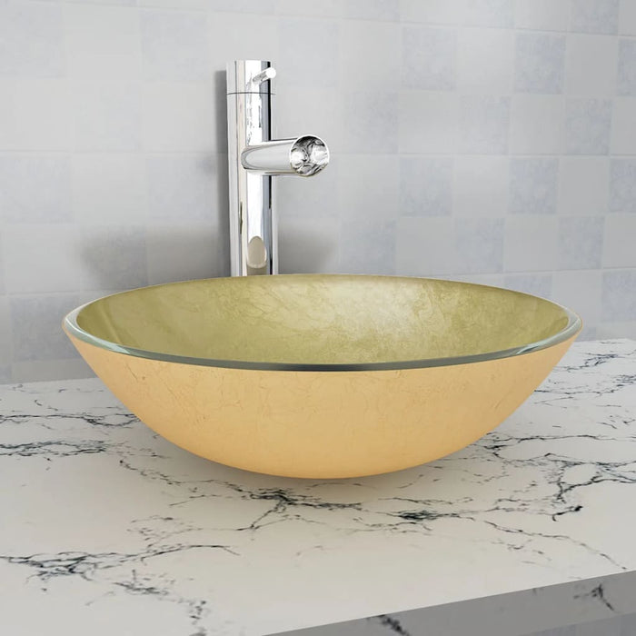 VXL Golden tempered glass washbasin 42 cm