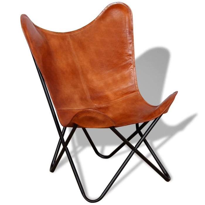 VXL Brown Genuine Leather Butterfly Chair