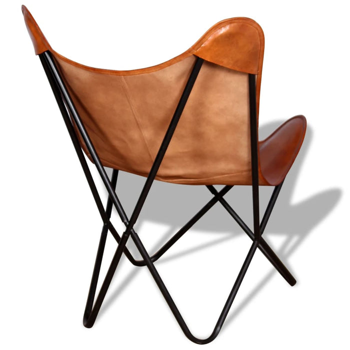 VXL Brown Genuine Leather Butterfly Chair