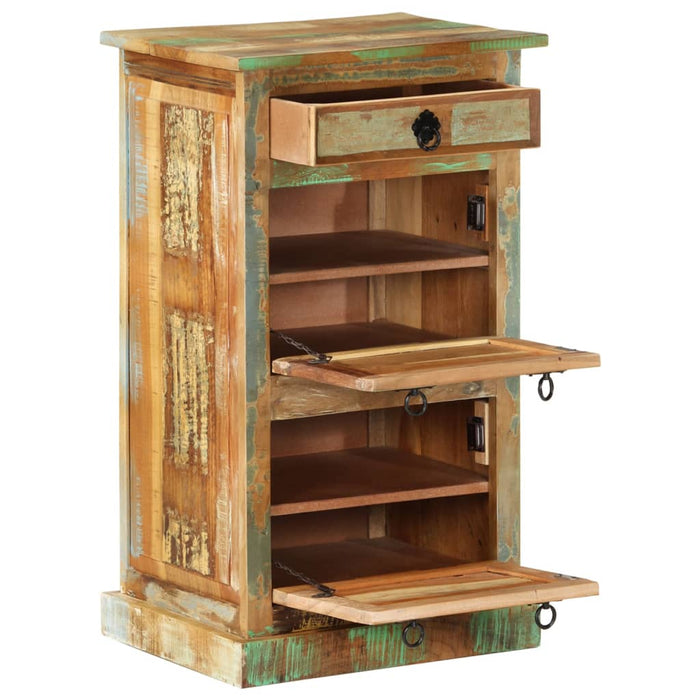 VXL Zapatero de 4 estantes con cajón madera maciza reciclada