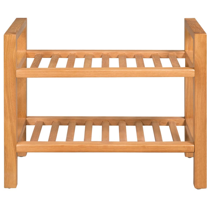 VXL Shoe rack with two shelves solid oak wood 50x27x40 cm