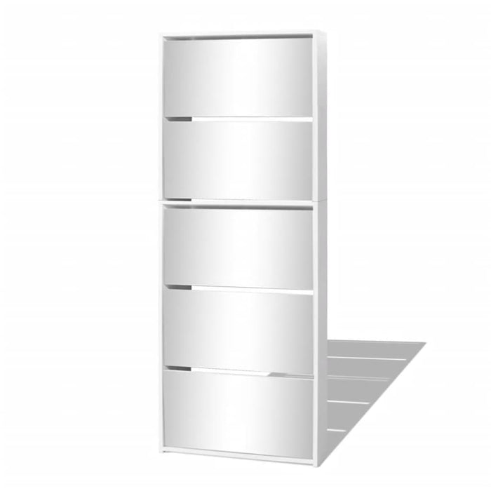 VXL Shoe cabinet 5 drawers with white mirror 63x17x169.5 cm