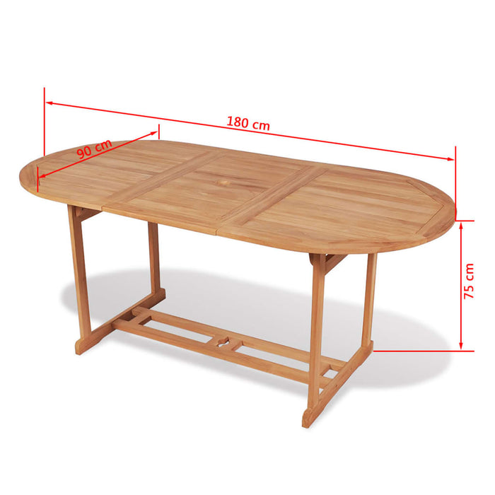 VXL Solid Teak Wood Garden Table 180X90X75 Cm