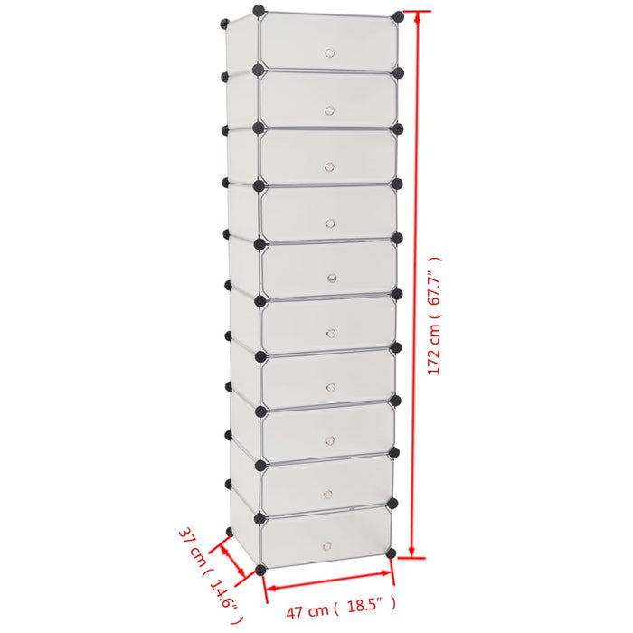 VXL Stackable shoe rack with 10 compartments white