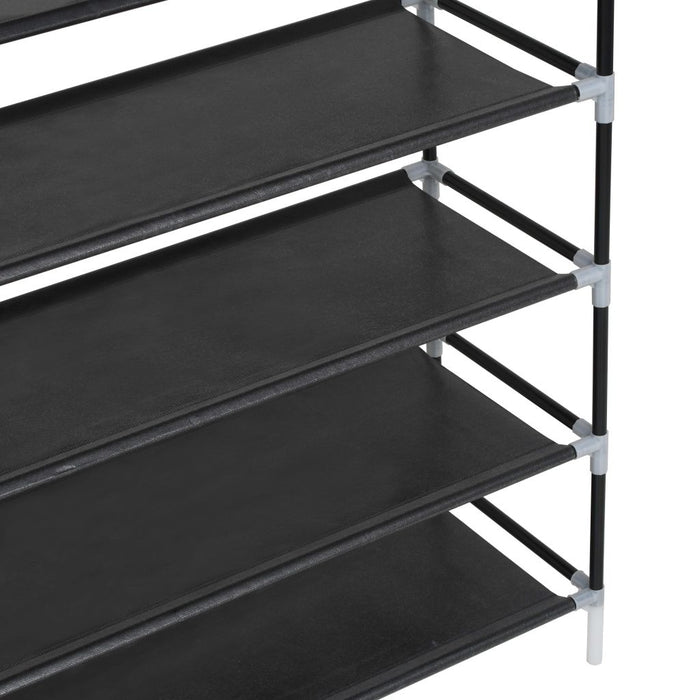 VXL Shoe rack with 10 shelves in metal and black non-woven textile