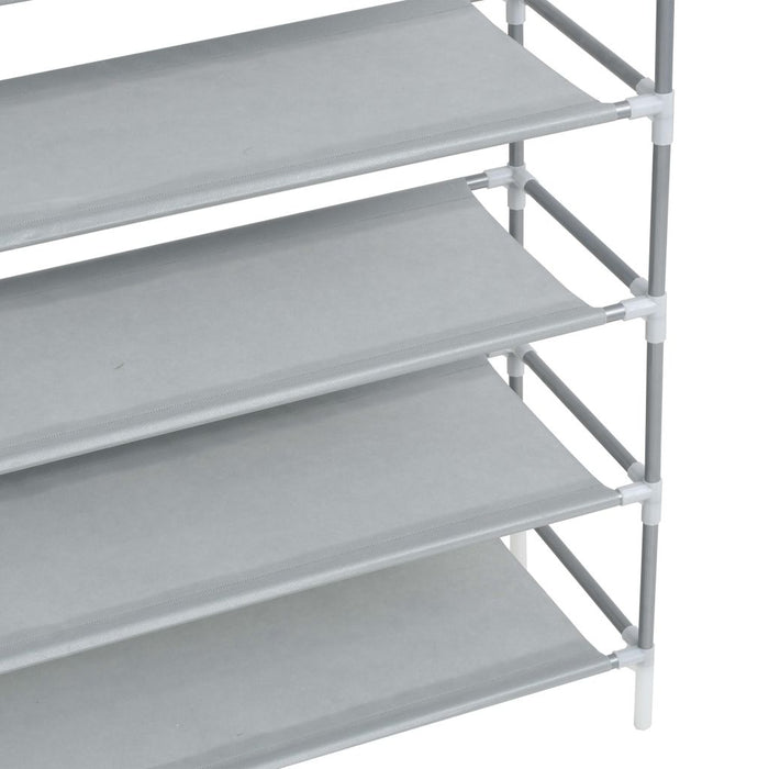 VXL Shoe rack with 10 shelves in metal and non-woven fabric silver