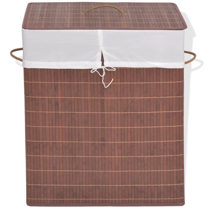 VXL Brown Rectangular Bamboo Laundry Basket