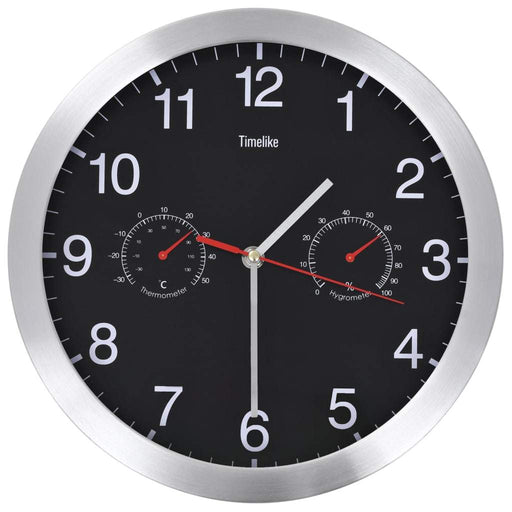 VXL Reloj De Pared De Cuarzo Higrómetro Y Termómetro 30 Cm Negro 5 a 7 Días VXL 