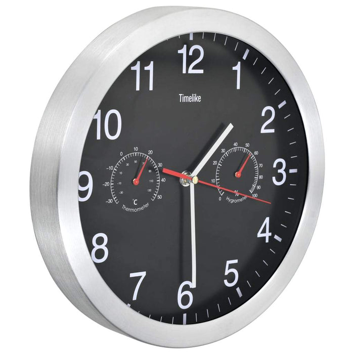 VXL Reloj De Pared De Cuarzo Higrómetro Y Termómetro 30 Cm Negro 5 a 7 Días VXL 