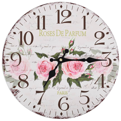 VXL Reloj De Pared Vintage Con Flores 30 Cm 5 a 7 Días VXL 