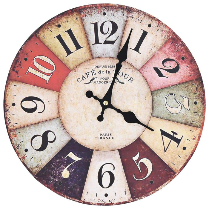VXL Reloj De Pared Vintage Colorido 30 Cm 5 a 7 Días VXL 