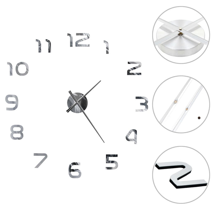 VXL Reloj 3D De Pared Con Diseño Moderno 100 Cm Xxl Plateado 5 a 7 Días VXL 