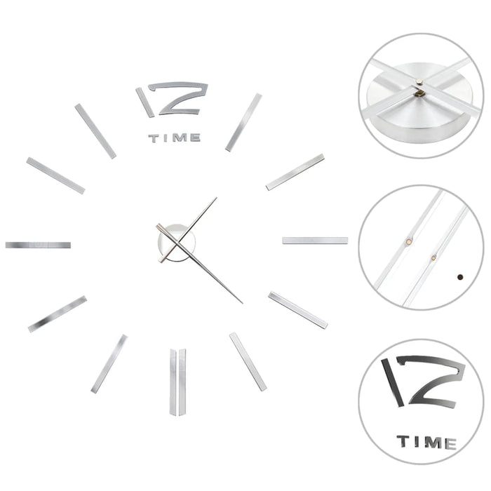 VXL Reloj De Pared 3D Con Diseño Moderno 100 Cm Xxl Plateado 5 a 7 Días VXL 
