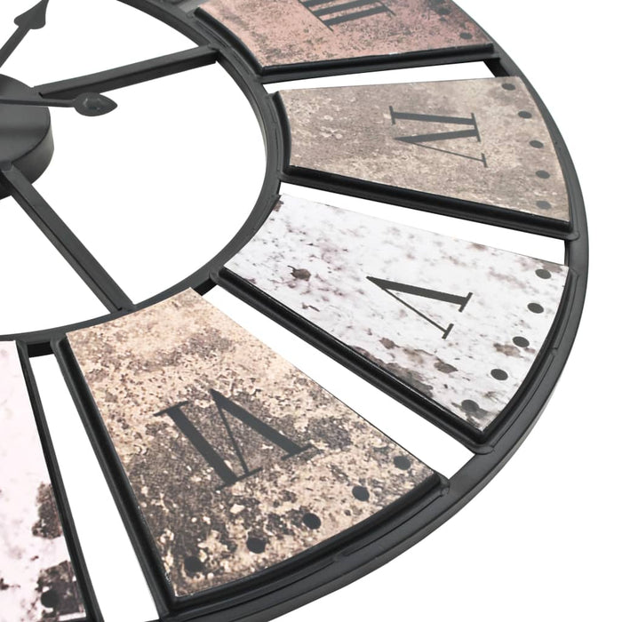 Reloj de pared vintage movimiento cuarzo madera metal 60 cm XXL