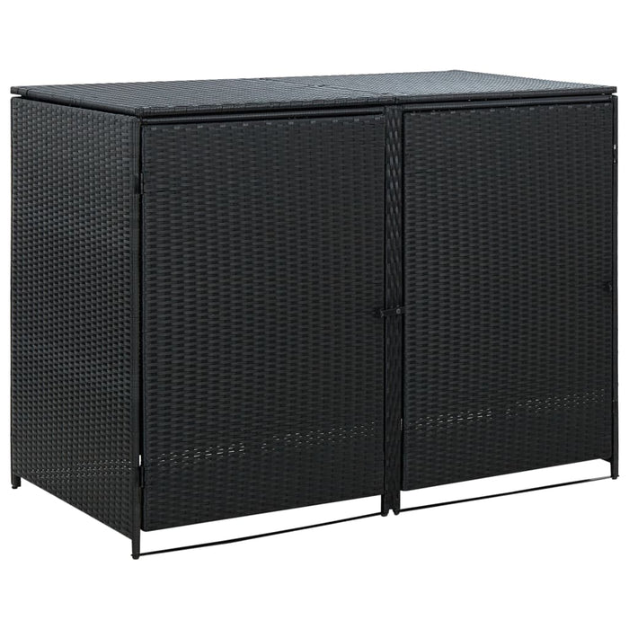 VXL Double Shed Black Rattan Garbage Container 148X80X111Cm
