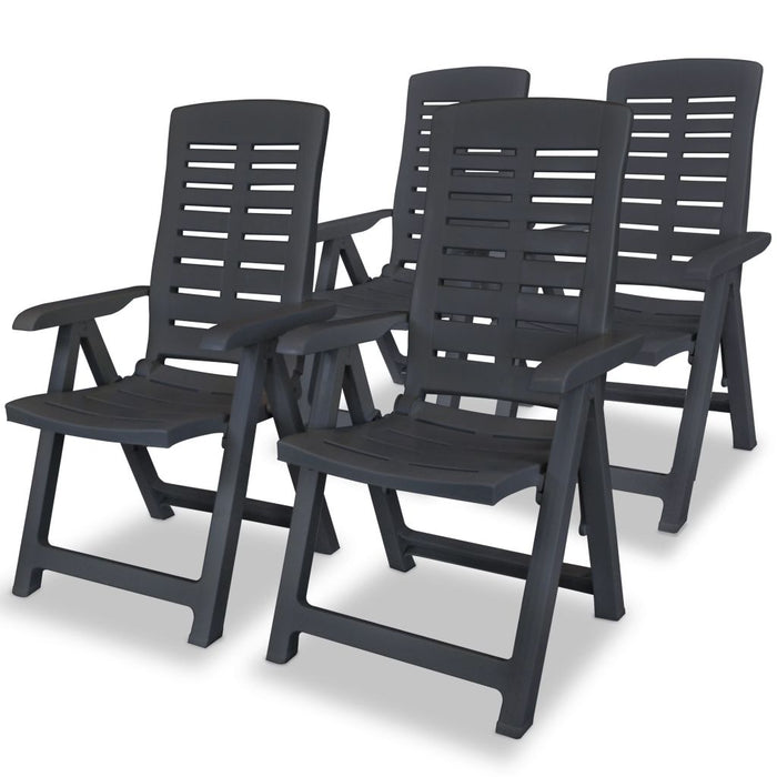 VXL Reclining Garden Chairs 4 Units Anthracite Gray Plastic